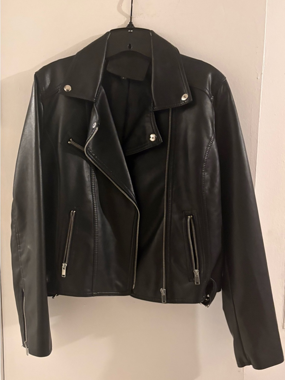 Classic SHEIN Black Faux Leather Moto Jacket Large
